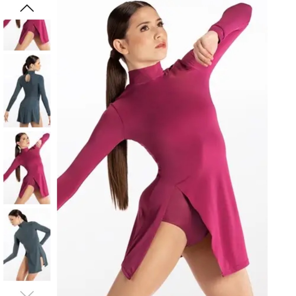 Weissman Dance Costume Matte Jersey Side Slit Dress Nude Lining Adult XS NEW